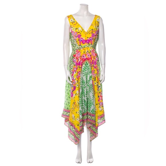 SALONI Dresses & Skirts - SALONI Zuri Silk Dress Handkerchief Hem Size US6/UK10